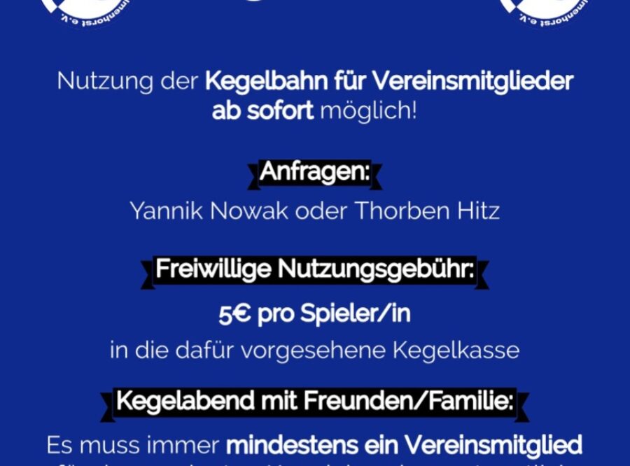 Neueröffnung 2024  TCBW-Kegelbahn-Nutzung für Mitglieder ab sofort möglich